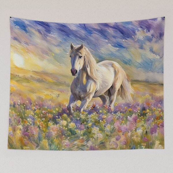 Item preview, White Horse Running Through the Flowers designed and sold by tomorrowsart.