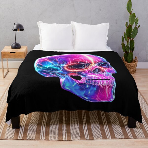 Item preview, Big Neon Cyberpunk Skull – Futuristic Electric Art designed and sold by Wawan35200.