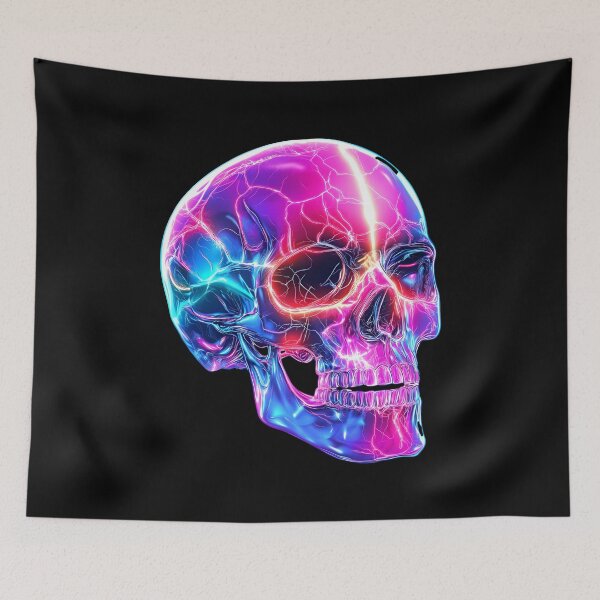 Item preview, Big Neon Cyberpunk Skull – Futuristic Electric Art designed and sold by Wawan35200.