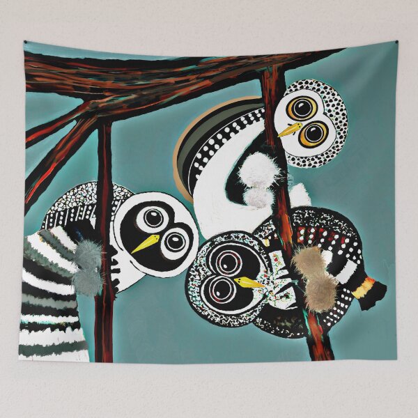 Artikelvorschau, Neugierige Eulenbabys entworfen und verkauft von Anne's Drawing and Design.