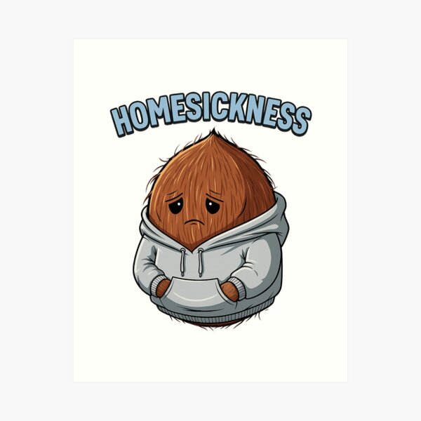 Item preview, Sad Coconut Homesickness – Funny Emotional Coconut Art in Hoodie designed and sold by hn79.