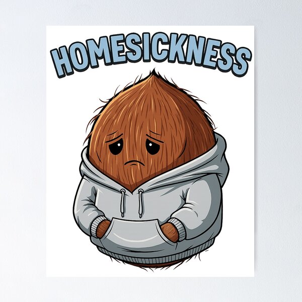 Item preview, Sad Coconut Homesickness – Funny Emotional Coconut Art in Hoodie designed and sold by hn79.