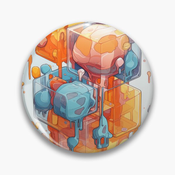 Item preview, Abstract Composition of Meltdown Cubes: Oozing Orange and Blue Liquids Shaped in a Rectangular, Procedural Structure. designed and sold by Epsydon Designers.