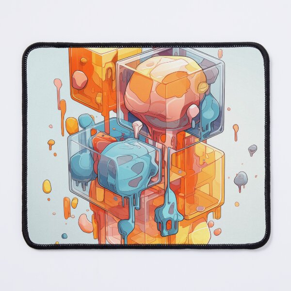 Item preview, Abstract Composition of Meltdown Cubes: Oozing Orange and Blue Liquids Shaped in a Rectangular, Procedural Structure. designed and sold by Epsydon Designers.