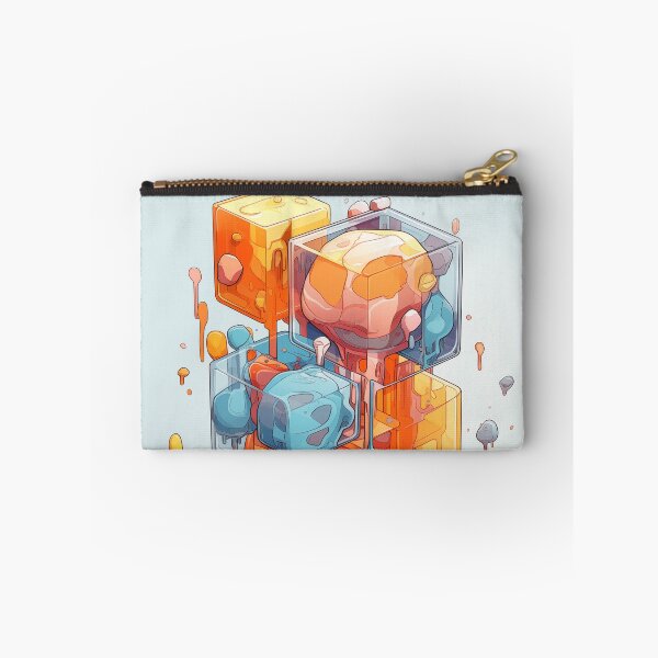Item preview, Abstract Composition of Meltdown Cubes: Oozing Orange and Blue Liquids Shaped in a Rectangular, Procedural Structure. designed and sold by Epsydon Designers.