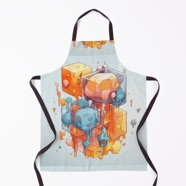 Item preview, Abstract Composition of Meltdown Cubes: Oozing Orange and Blue Liquids Shaped in a Rectangular, Procedural Structure. designed and sold by Epsydon Designers.