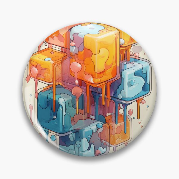 Item preview, Abstract Composition of Meltdown Cubes: Oozing Orange and Blue Liquids Shaped in a Rectangular, Procedural Structure. designed and sold by Epsydon Designers.