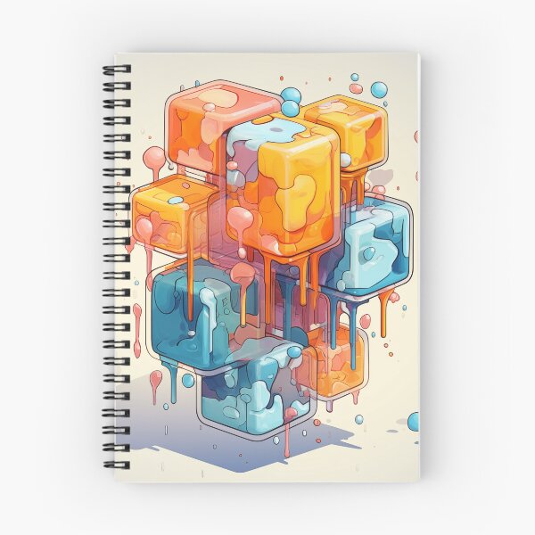 Item preview, Abstract Composition of Meltdown Cubes: Oozing Orange and Blue Liquids Shaped in a Rectangular, Procedural Structure. designed and sold by Epsydon Designers.