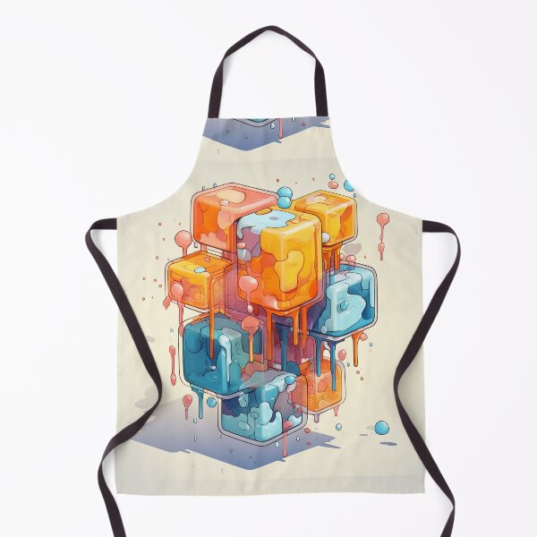 Item preview, Abstract Composition of Meltdown Cubes: Oozing Orange and Blue Liquids Shaped in a Rectangular, Procedural Structure. designed and sold by Epsydon Designers.
