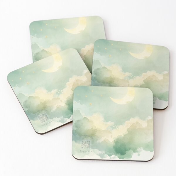 Item preview, Celestial Lullaby Watercolor Moon & Cloud Nursery Art | Music QR Baby Playlist designed and sold by Esterlane.