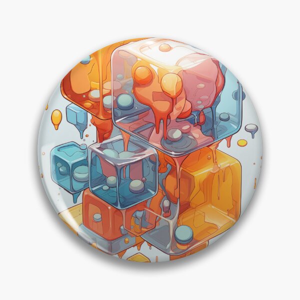 Item preview, Abstract Composition of Meltdown Cubes: Oozing Orange and Blue Liquids Shaped in a Rectangular, Procedural Structure. designed and sold by Epsydon Designers.