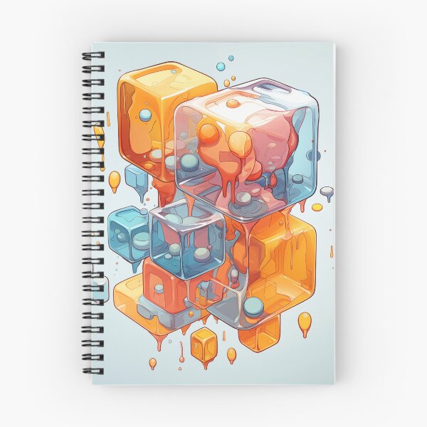 Item preview, Abstract Composition of Meltdown Cubes: Oozing Orange and Blue Liquids Shaped in a Rectangular, Procedural Structure. designed and sold by Epsydon Designers.