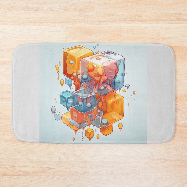 Item preview, Abstract Composition of Meltdown Cubes: Oozing Orange and Blue Liquids Shaped in a Rectangular, Procedural Structure. designed and sold by Epsydon Designers.