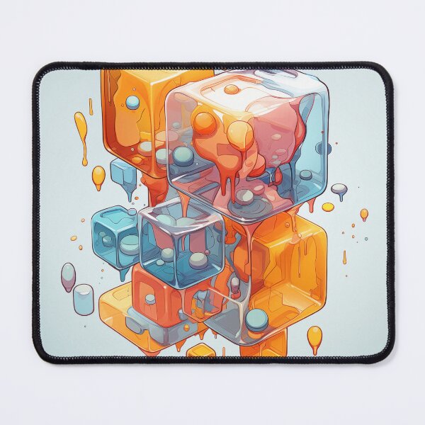 Item preview, Abstract Composition of Meltdown Cubes: Oozing Orange and Blue Liquids Shaped in a Rectangular, Procedural Structure. designed and sold by Epsydon Designers.