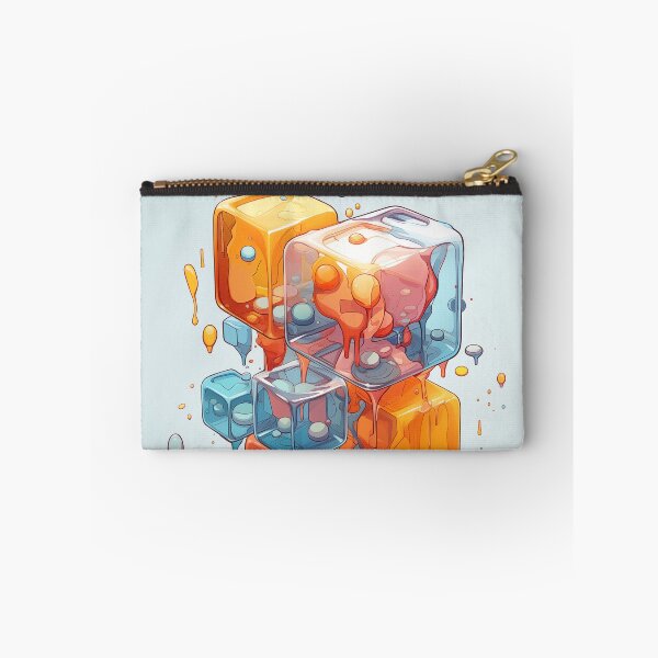 Item preview, Abstract Composition of Meltdown Cubes: Oozing Orange and Blue Liquids Shaped in a Rectangular, Procedural Structure. designed and sold by Epsydon Designers.