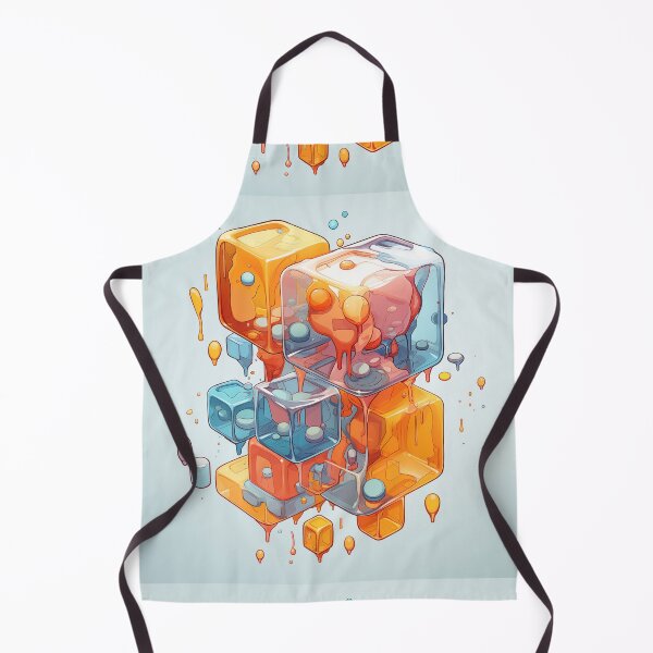 Item preview, Abstract Composition of Meltdown Cubes: Oozing Orange and Blue Liquids Shaped in a Rectangular, Procedural Structure. designed and sold by Epsydon Designers.