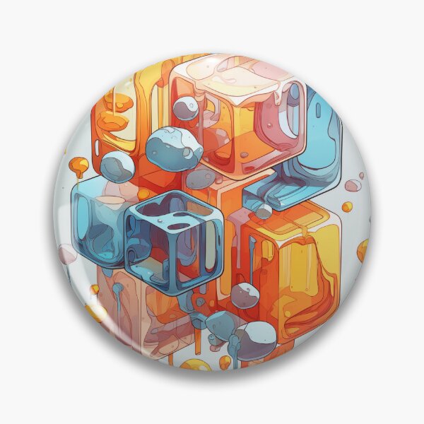 Item preview, Abstract Composition of Meltdown Cubes: Oozing Orange and Blue Liquids Shaped in a Rectangular, Procedural Structure. designed and sold by Epsydon Designers.