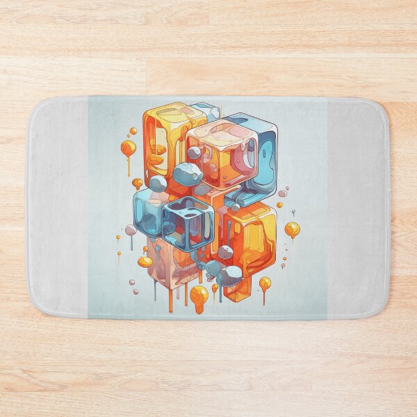 Item preview, Abstract Composition of Meltdown Cubes: Oozing Orange and Blue Liquids Shaped in a Rectangular, Procedural Structure. designed and sold by Epsydon Designers.