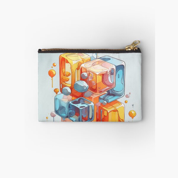Item preview, Abstract Composition of Meltdown Cubes: Oozing Orange and Blue Liquids Shaped in a Rectangular, Procedural Structure. designed and sold by Epsydon Designers.