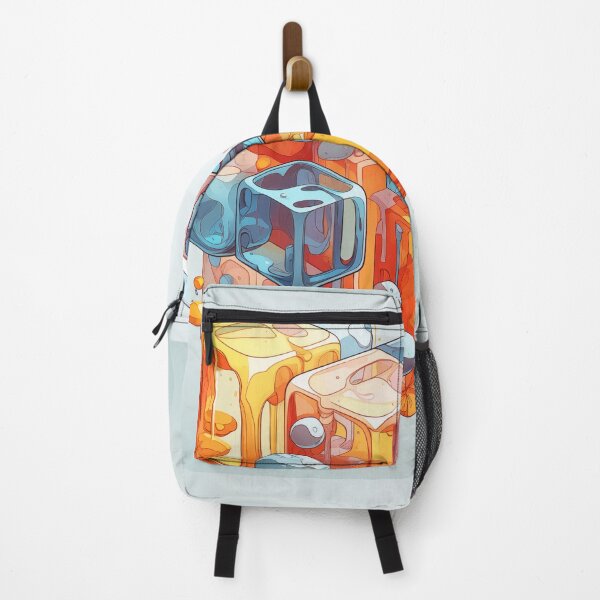 Item preview, Abstract Composition of Meltdown Cubes: Oozing Orange and Blue Liquids Shaped in a Rectangular, Procedural Structure. designed and sold by Epsydon Designers.