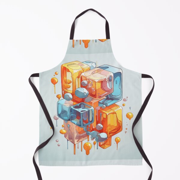 Item preview, Abstract Composition of Meltdown Cubes: Oozing Orange and Blue Liquids Shaped in a Rectangular, Procedural Structure. designed and sold by Epsydon Designers.