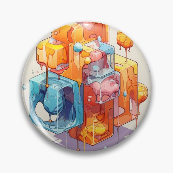 Item preview, Abstract Composition of Meltdown Cubes: Oozing Orange and Blue Liquids Shaped in a Rectangular, Procedural Structure. designed and sold by Epsydon Designers.