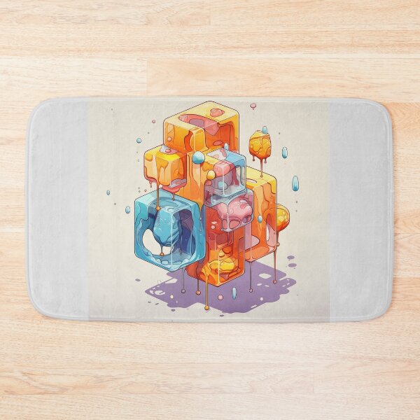 Item preview, Abstract Composition of Meltdown Cubes: Oozing Orange and Blue Liquids Shaped in a Rectangular, Procedural Structure. designed and sold by Epsydon Designers.