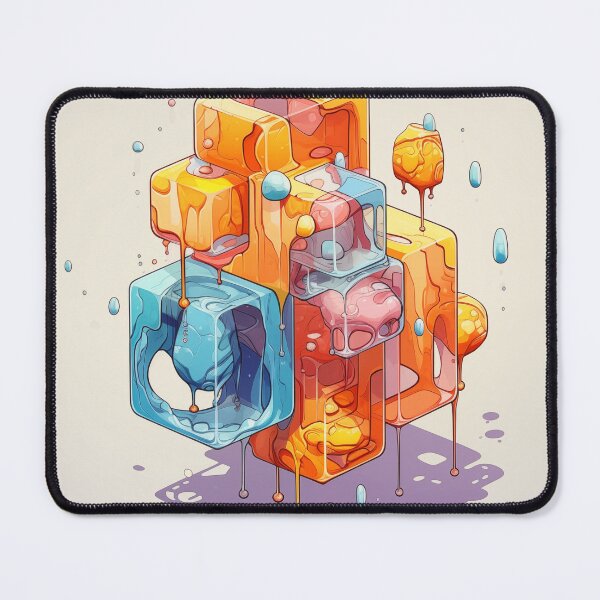 Item preview, Abstract Composition of Meltdown Cubes: Oozing Orange and Blue Liquids Shaped in a Rectangular, Procedural Structure. designed and sold by Epsydon Designers.
