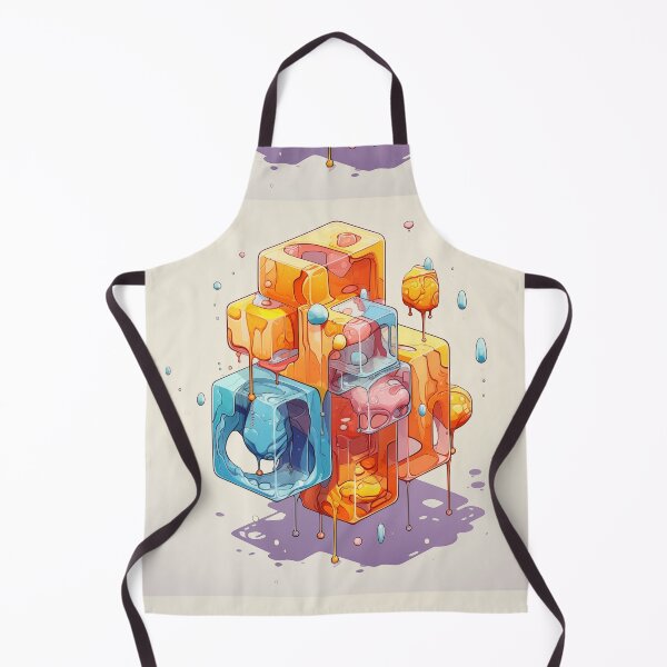 Item preview, Abstract Composition of Meltdown Cubes: Oozing Orange and Blue Liquids Shaped in a Rectangular, Procedural Structure. designed and sold by Epsydon Designers.