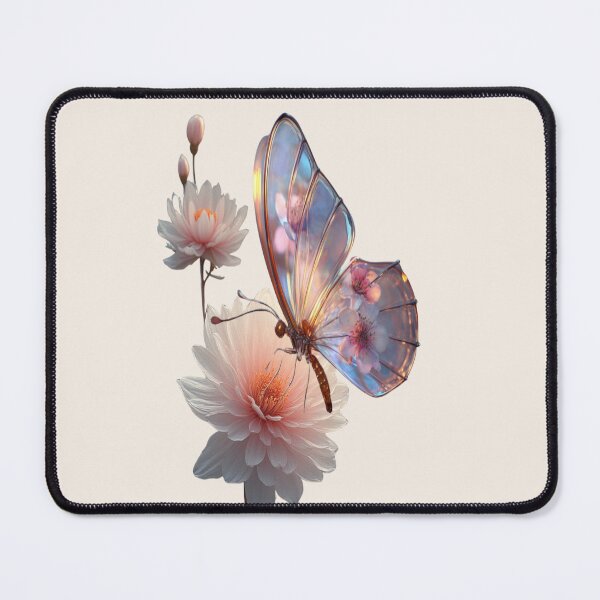Item preview, Glass Butterfly on Blush Flowers designed and sold by Wild Ink Studio by Barbara.