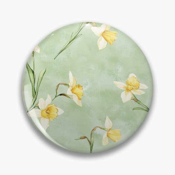 Item preview, Yellow Daffodils Pastel Green Flowers Watercolor All Over designed and sold by Feeling Artsy.