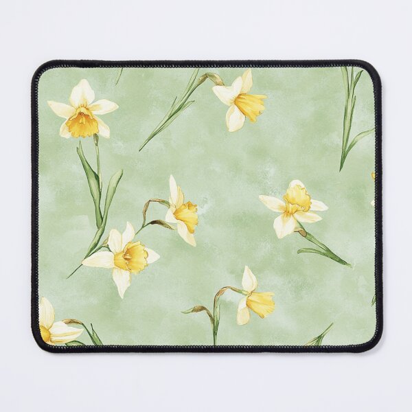 Item preview, Yellow Daffodils Pastel Green Flowers Watercolor All Over designed and sold by Feeling Artsy.