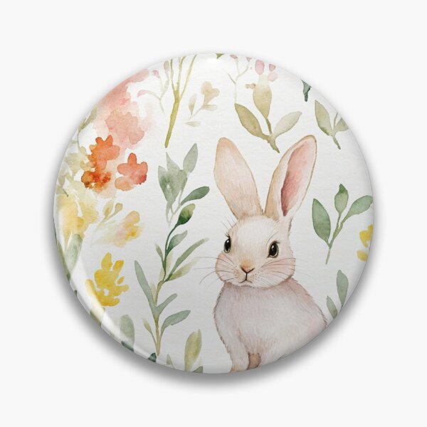 Item preview, Easter Bunnies Painted Flowers Watercolor All Over designed and sold by Feeling Artsy.