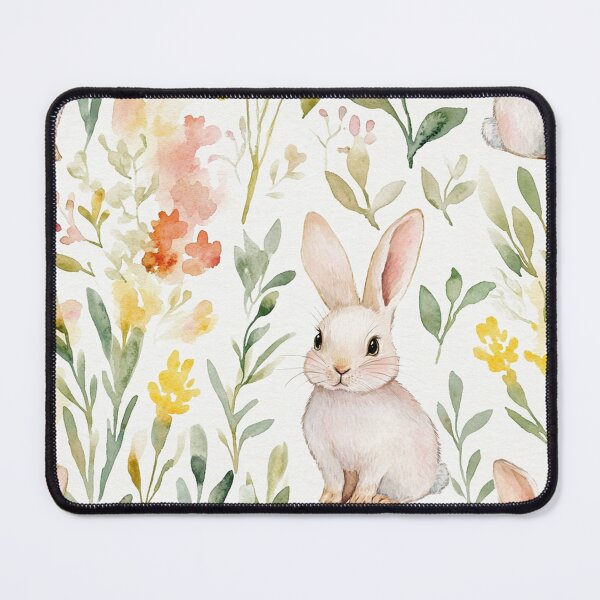 Item preview, Easter Bunnies Painted Flowers Watercolor All Over designed and sold by Feeling Artsy.