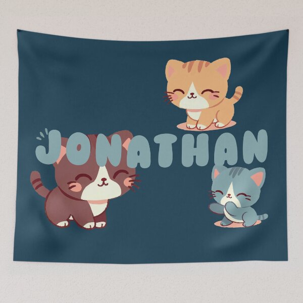 Item preview, Cute Cats and Name Jonathan – Kawaii Personalized Design designed and sold by karolinahinc.