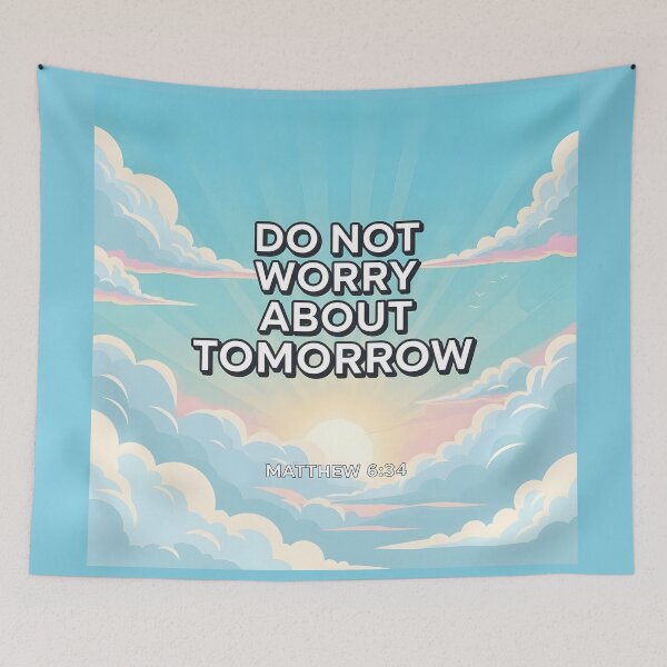 Item preview, Encouraging Bible Verse Matthew 6:34 Cloudy Sky Christian Art. designed and sold by loveandlightrb.