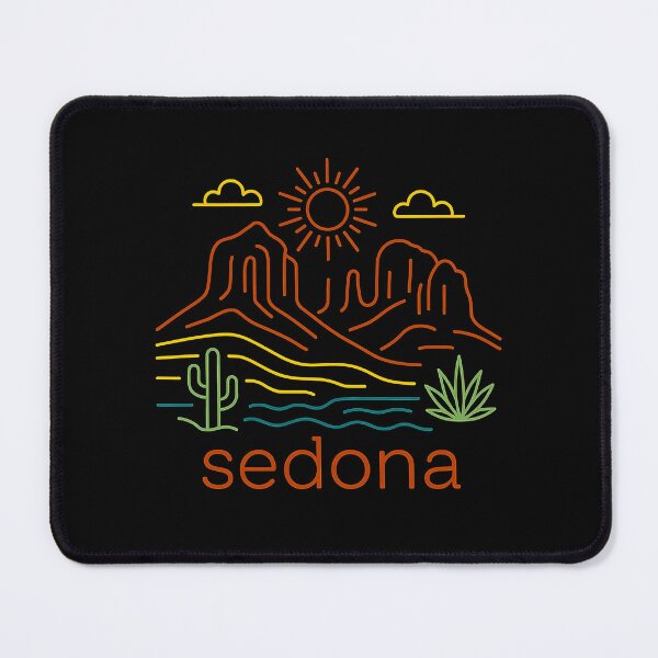 Item preview, Sedona Minimal Line Art – Colorful Desert Silhouette on Black Background | Modern Boho Wall Art & T-Shirt Design designed and sold by OzzFrequency.