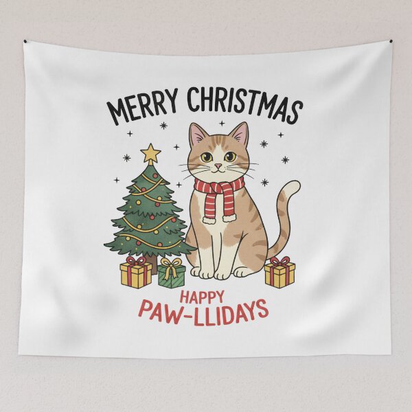 Item preview, Meowy Christmas Cute Cat Happy Paw-llidays designed and sold by EXON-Publishing.