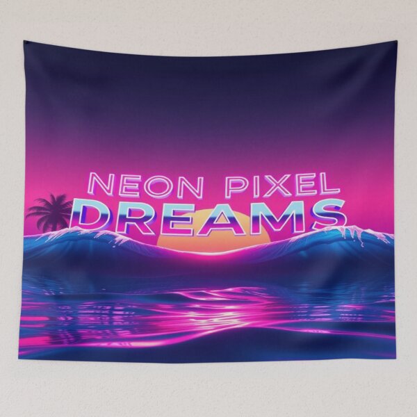Item preview, Neon Pixel Dreams – Neon Ocean Vaporwave Aesthetic designed and sold by CMdigit.