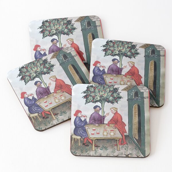 Item preview, A 14. century hand drawing showing people drinking at a bear stall designed and sold by Postertale.