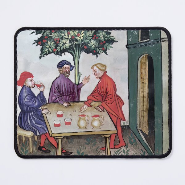 Item preview, A 14. century hand drawing showing people drinking at a bear stall designed and sold by Postertale.