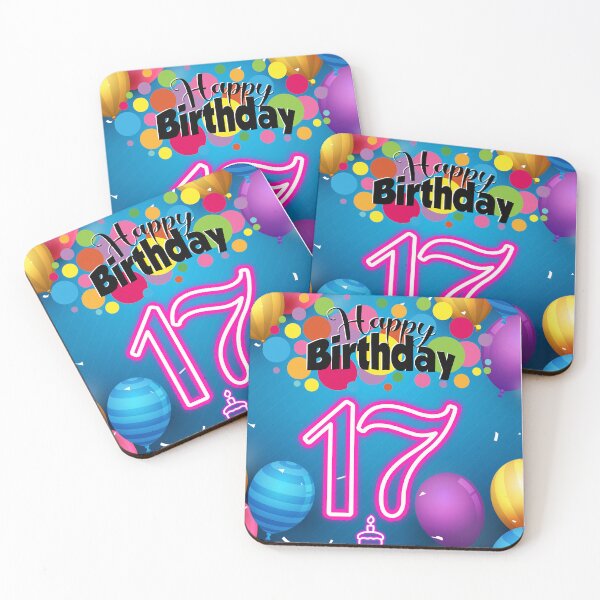 Item preview, Happy 17th Birthday Neon Glow Sweet Seventeen Trend Party Design designed and sold by VibranPalette.
