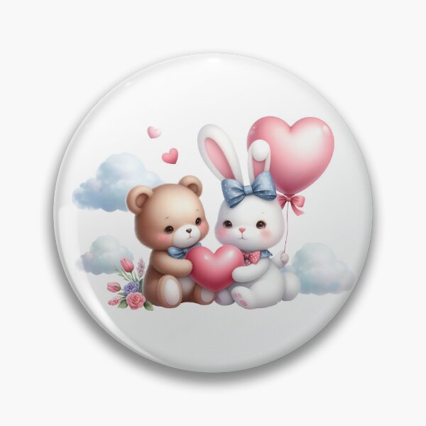 Item preview, Cloud Nine Love: Bunny and Bear with Pink Heart designed and sold by Preeyanc.
