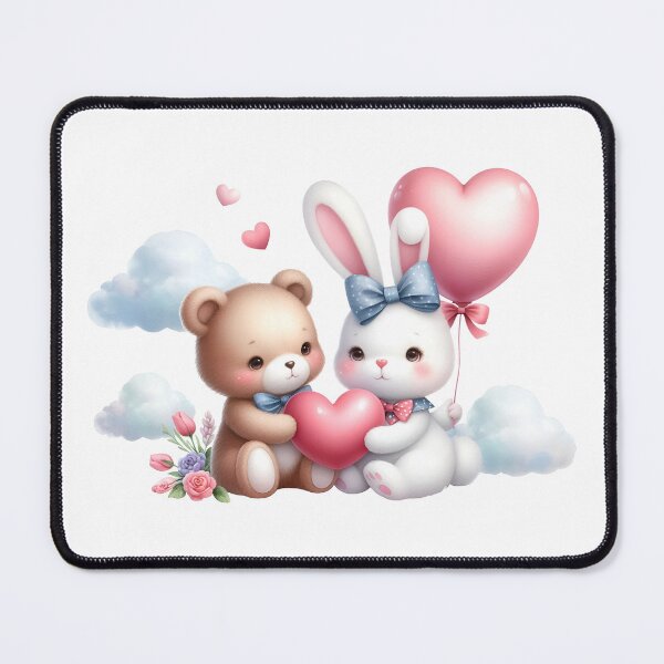 Item preview, Cloud Nine Love: Bunny and Bear with Pink Heart designed and sold by Preeyanc.
