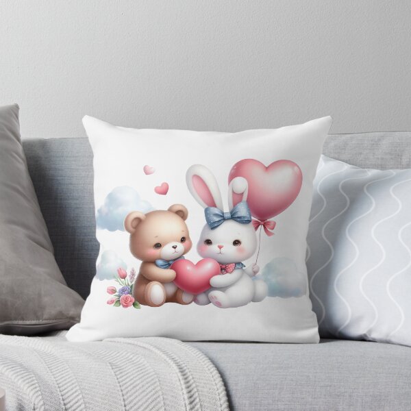 Item preview, Cloud Nine Love: Bunny and Bear with Pink Heart designed and sold by Preeyanc.