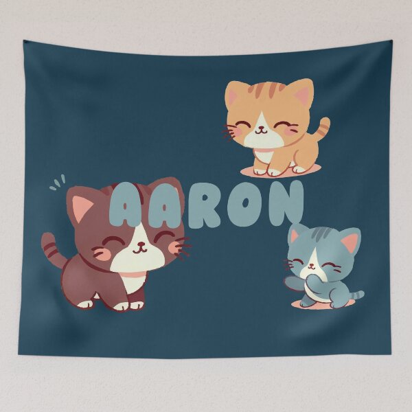 Item preview, Cute Cats and Name Aaron – Kawaii Personalized Design designed and sold by karolinahinc.