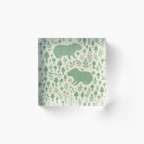 Aperçu de l'œuvre Capybaras des bois avec champignons, feuilles et herbes créée et vendue par SmilingAnny.