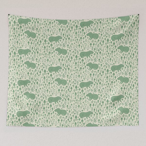 Item preview, Woodland Capybaras with Mushrooms, Leaves and Grasses designed and sold by SmilingAnny.