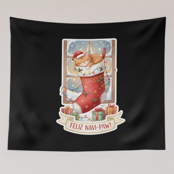 Item preview, Meowy Christmas Cute Cat Feliz Navi-Paw designed and sold by EXON-Publishing.