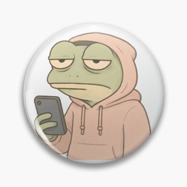 Item preview, Sleepy Frog in Oversized Hoodie with Smartphone — Funny Relatable Sticker designed and sold by Geafixy.